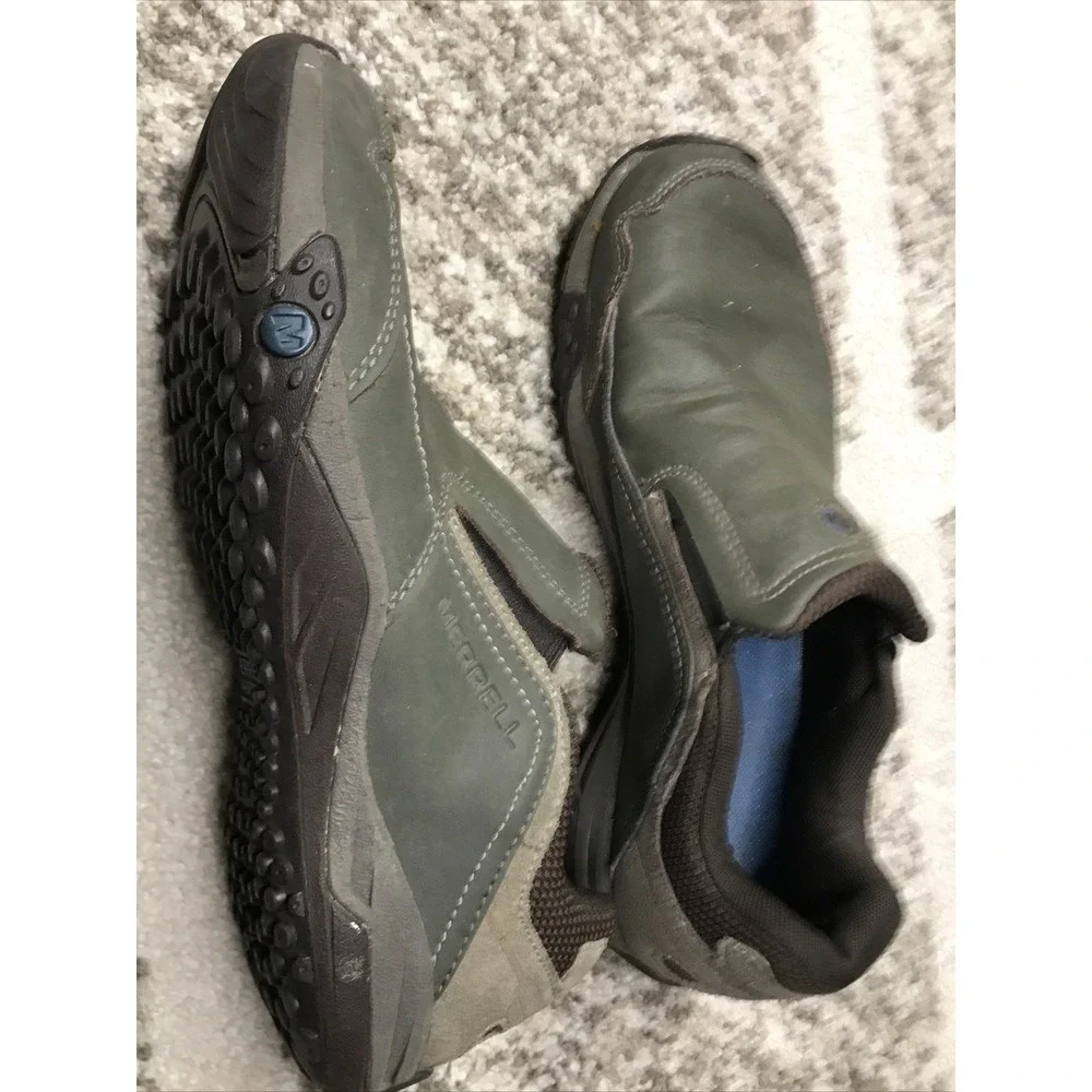 Merrell Boulder Ventilator Greenish Leather Mesh Slip-On Shoes Size 7 Men's